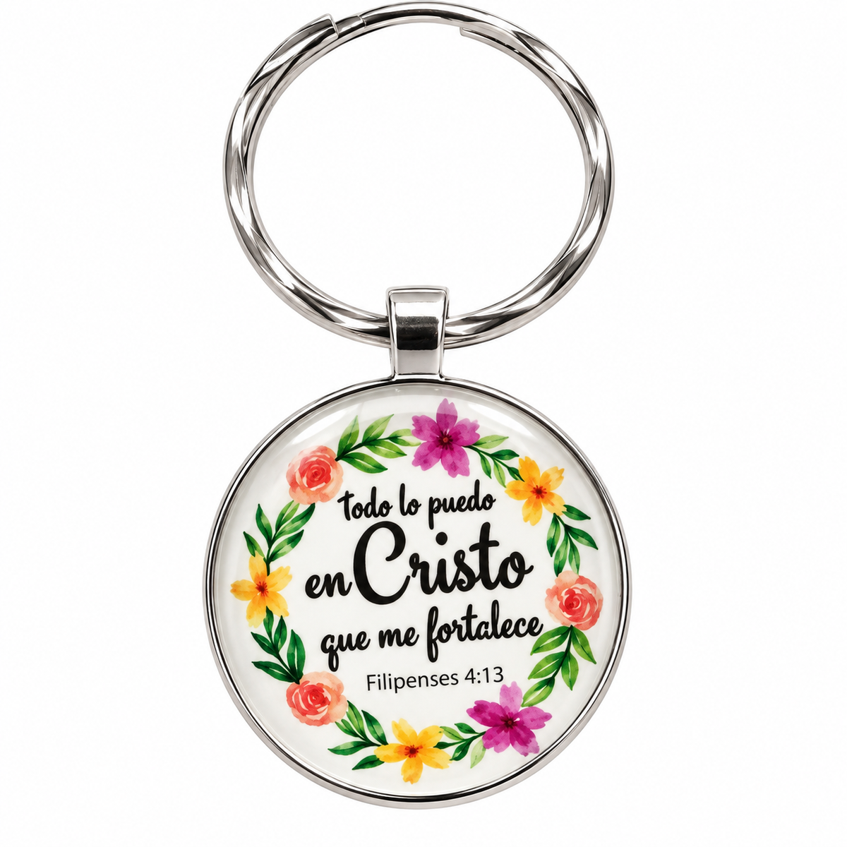 Llavero Filipenses 4:13 Blanco - Todo lo puedo en Cristo que me fortalece