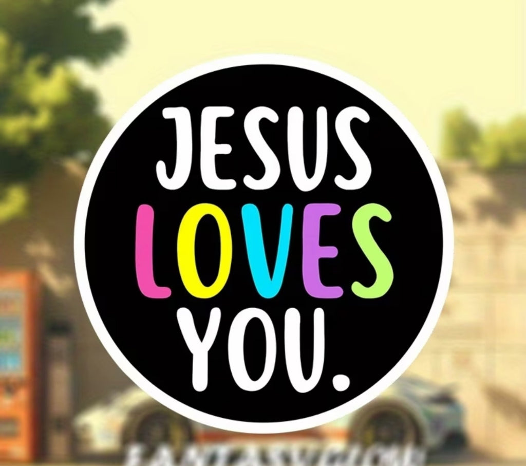 Pegatina cristiana Jesus Loves You, Jesús te ama