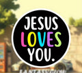 Pegatina cristiana Jesus Loves You, Jesús te ama
