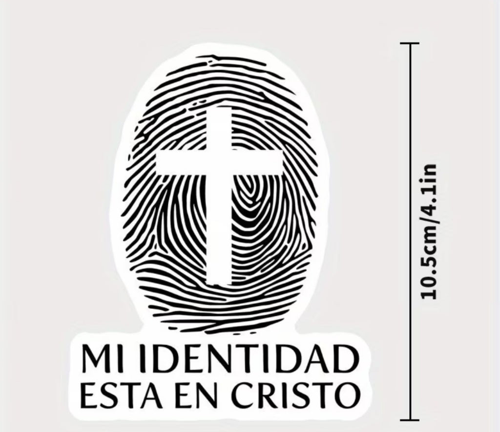 Pegatina Mi identidad está en Cristo, altura de 10,5 cm