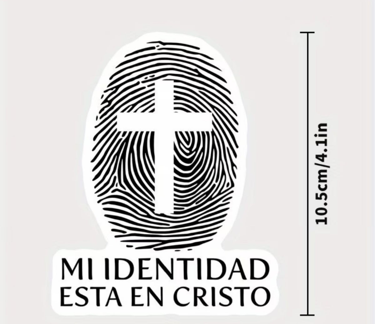 Pegatina Mi identidad está en Cristo, altura de 10,5 cm
