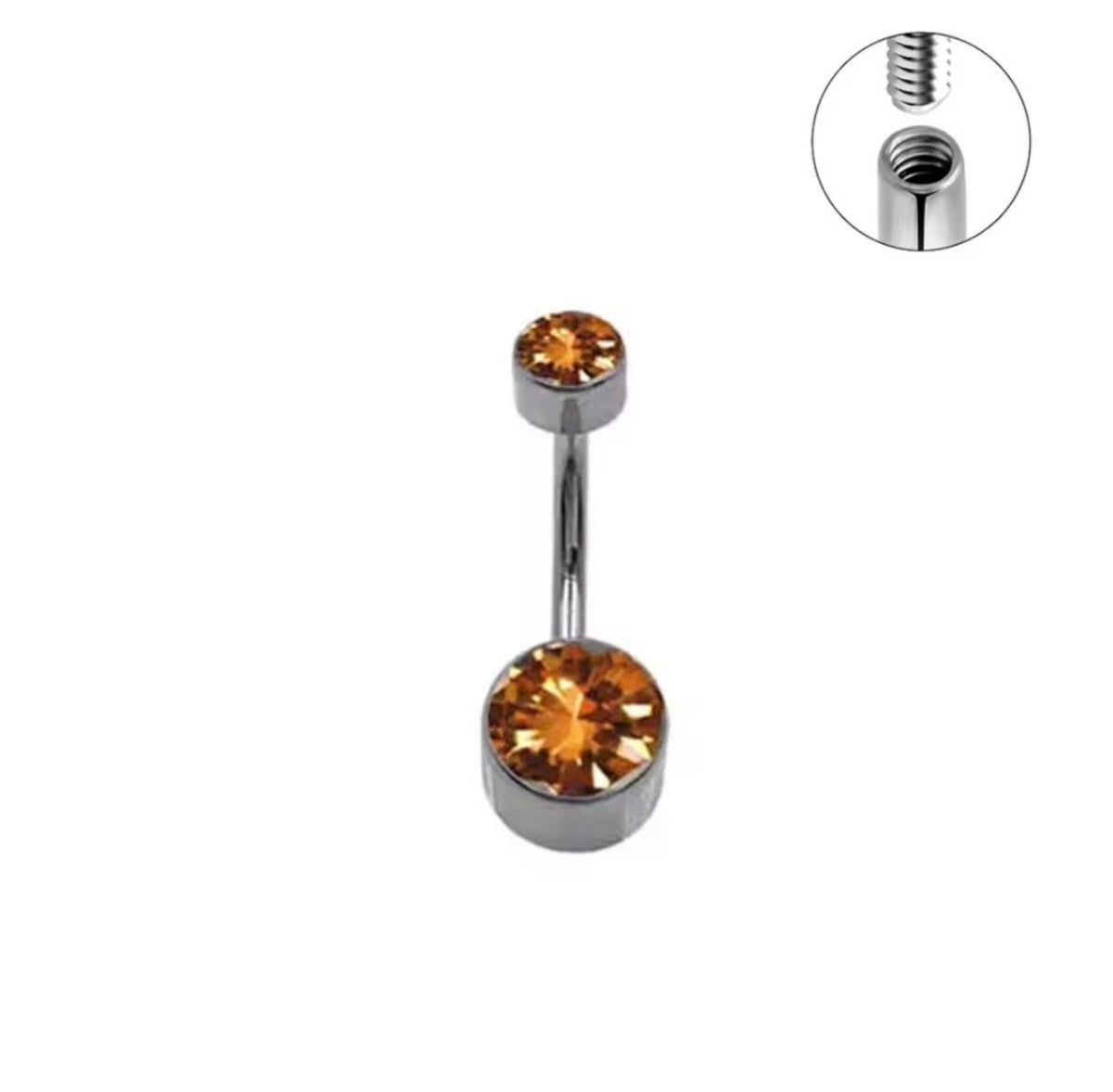 Piercing de ombligo de titanio Aura color ámbar