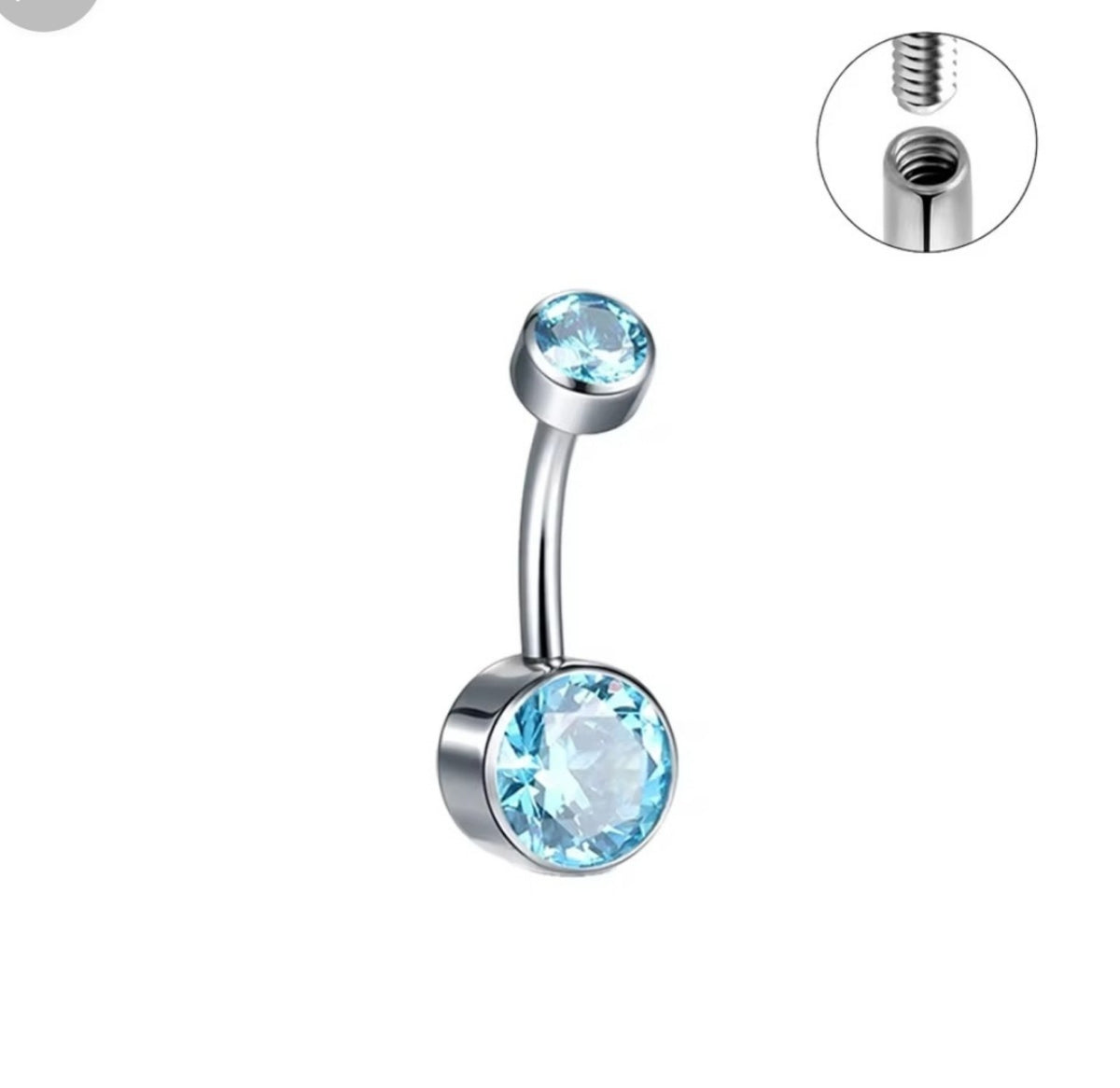 Piercing de ombligo de titanio Aura color celeste