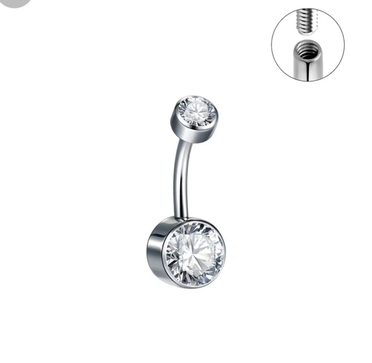 Piercing de ombligo de titanio Aura color cristal
