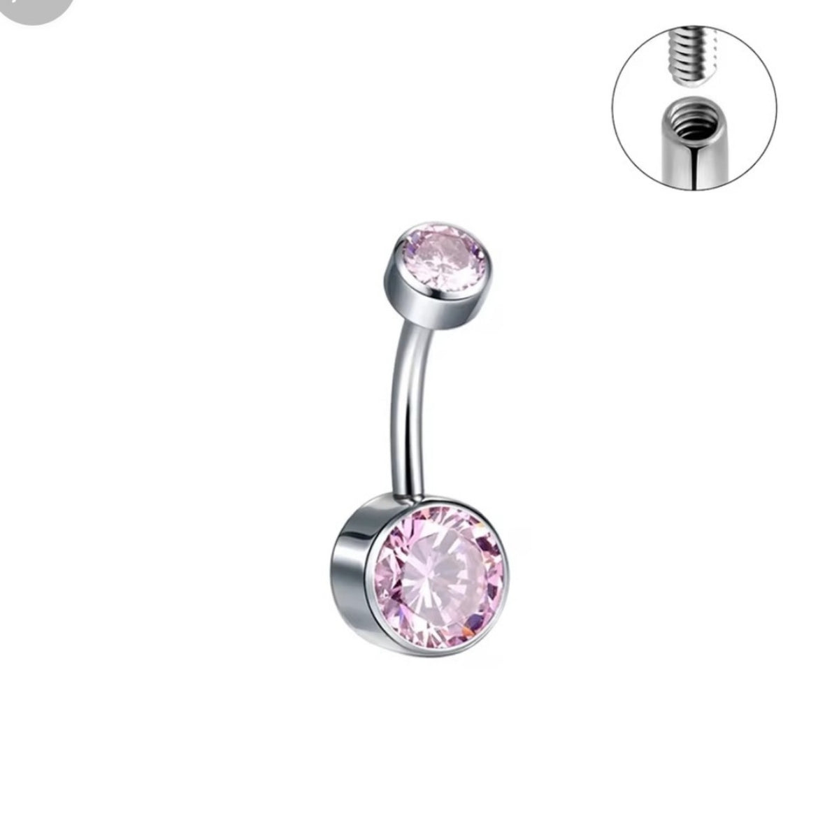 Piercing de ombligo de titanio Aura color rosado
