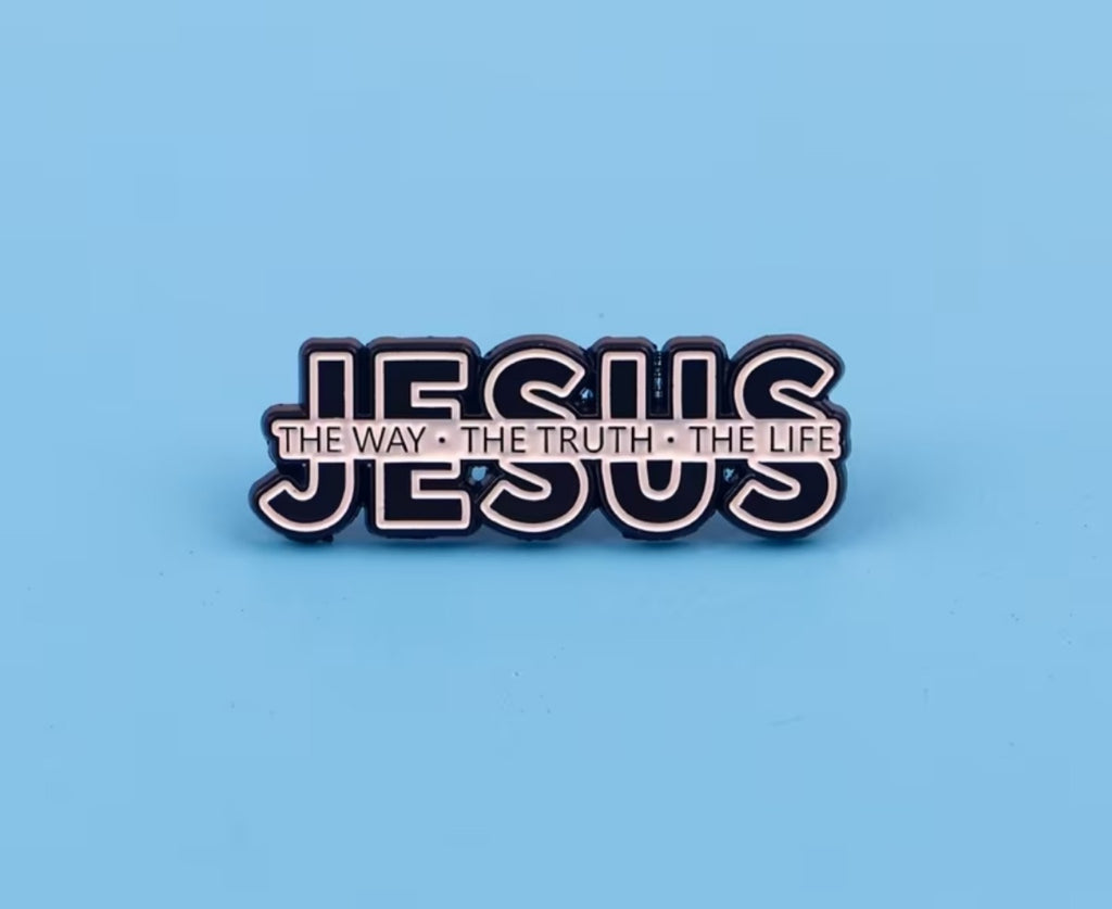 Pin cristiano JESUS The Way The Truth The Life negro y blanco