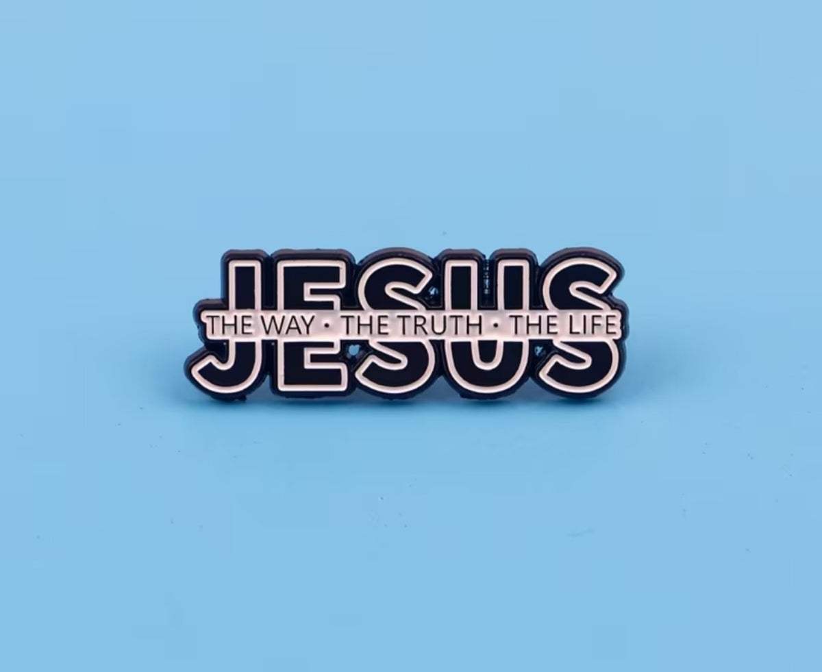 Pin cristiano JESUS The Way The Truth The Life negro y blanco