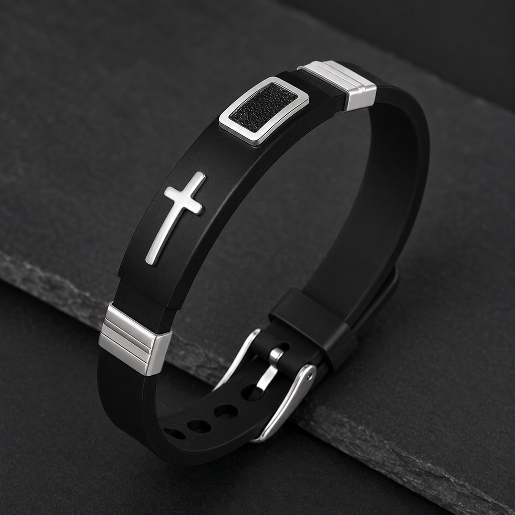 Pulsera Silicona Negra Eliseó en fotografía de catálogo premium