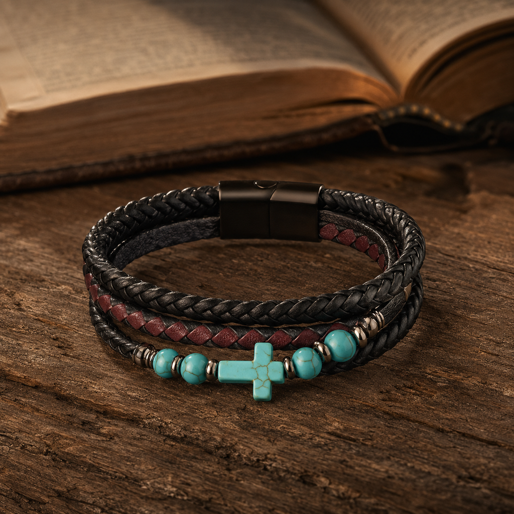 Pulsera Joel en fotografía de producto junto a una Biblia
