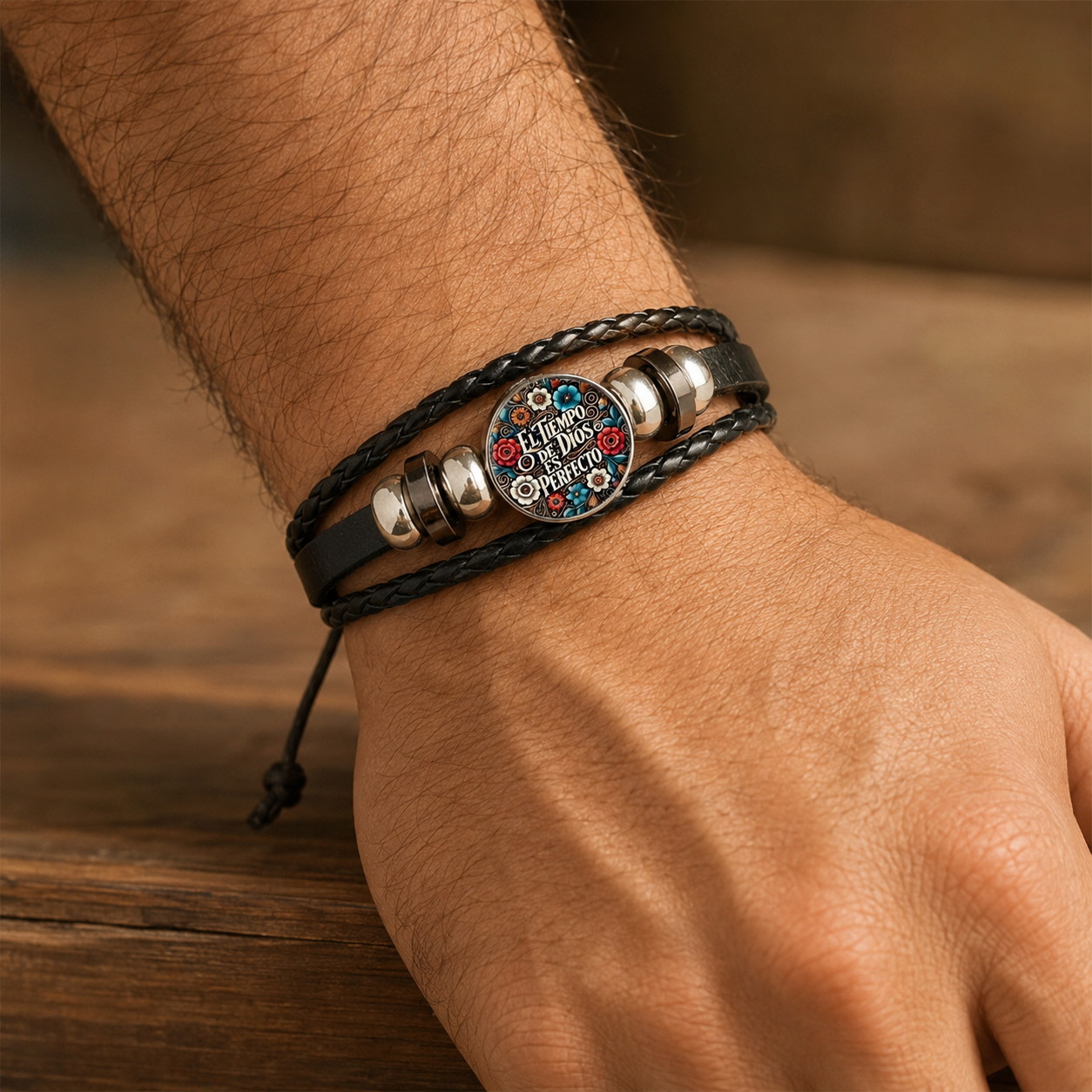 Pulsera Zacarías puesta en muñeca de hombre