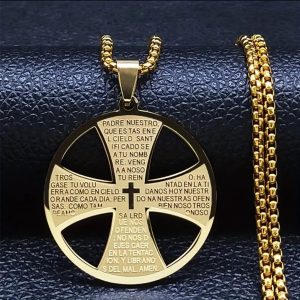 Collar Acero Inoxidable Dorado “Padre Nuestro”