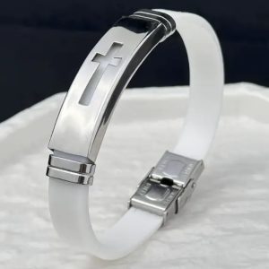 Pulsera Silicona & Acero “Cielo de Fe” Blanca