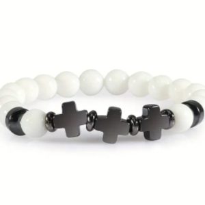 Pulsera “Cruz Élite Blanco & Negro”