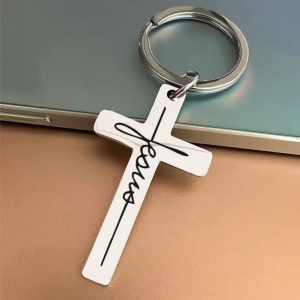 Llavero Cruz “Jesus” — Tu Fe, Visible en Cada Paso