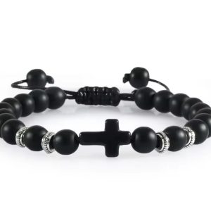 Pulseras de Piedras Naturales con Cruz