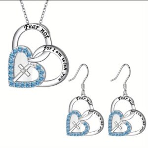 Conjunto Corazón de Fe “Fear Not” – Collar y Aros Cristianos Acero Inoxidable Premium ✝️